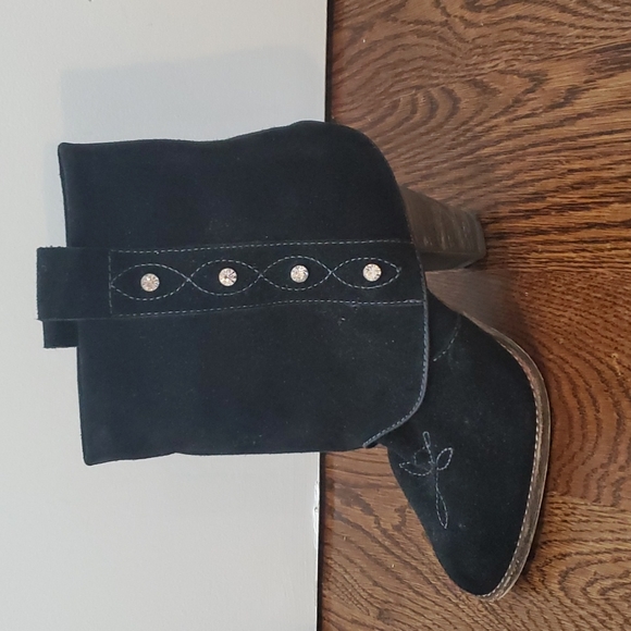 ZiGiny Shoes - 🔥🔥Host Pick🔥🔥ZiGiny Black Leather Rodeo Ankle Rhinestone Booties